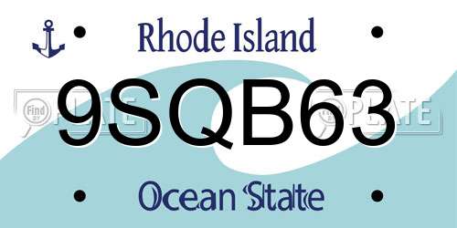 9SQB63 Rhode Island License Plate