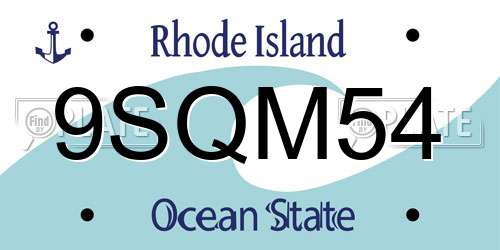9SQM54 Rhode Island License Plate