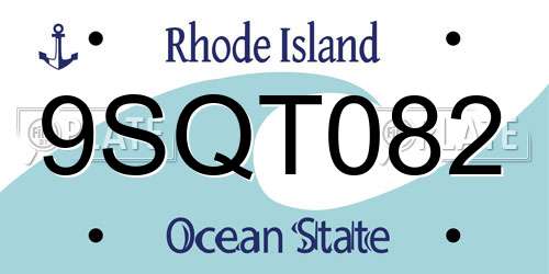 9SQT082 Rhode Island License Plate