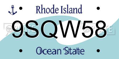 9SQW58 Rhode Island License Plate