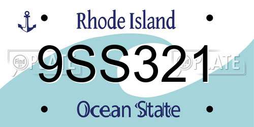 9SS321 Rhode Island License Plate