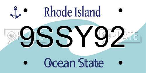 9SSY92 Rhode Island License Plate