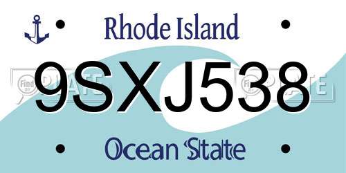 9SXJ538 Rhode Island License Plate