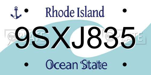 9SXJ835 Rhode Island License Plate