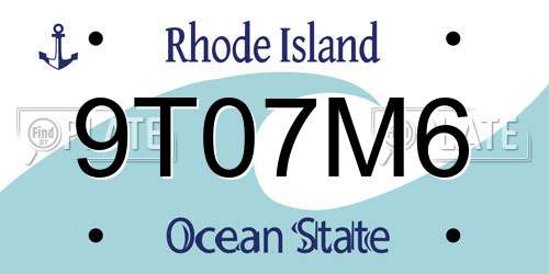 9T07M6 Rhode Island License Plate