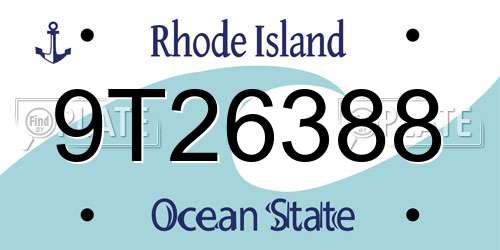 9T26388 Rhode Island License Plate