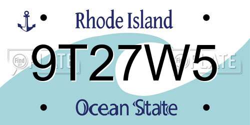 9T27W5 Rhode Island License Plate