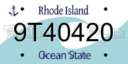 9T40420 Rhode Island License Plate