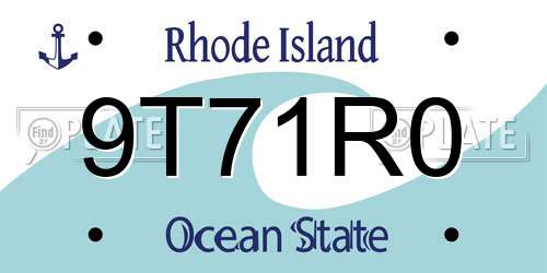 9T71R0 Rhode Island License Plate