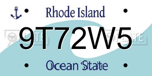 9T72W5 Rhode Island License Plate