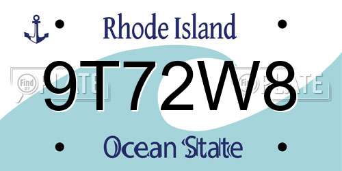 9T72W8 Rhode Island License Plate