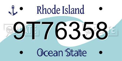 9T76358 Rhode Island License Plate