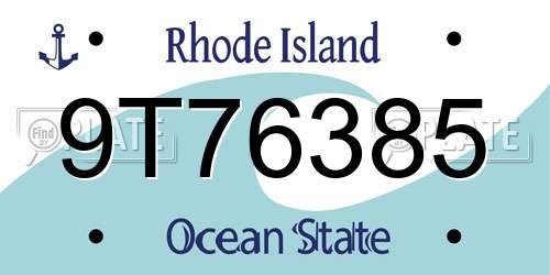 9T76385 Rhode Island License Plate