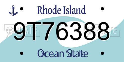 9T76388 Rhode Island License Plate