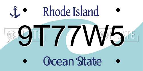 9T77W5 Rhode Island License Plate