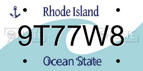 9T77W8 Rhode Island License Plate