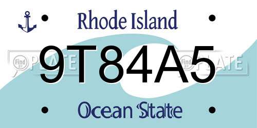 9T84A5 Rhode Island License Plate