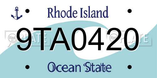 9TA0420 Rhode Island License Plate