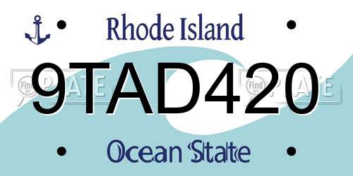 9TAD420 Rhode Island License Plate