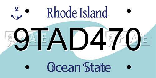 9TAD470 Rhode Island License Plate