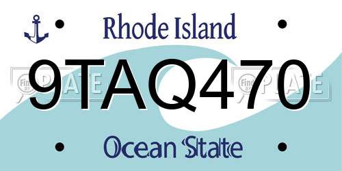 9TAQ470 Rhode Island License Plate