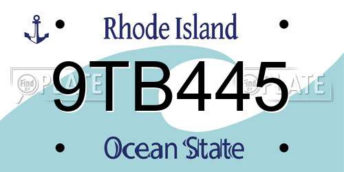 9TB445 Rhode Island License Plate
