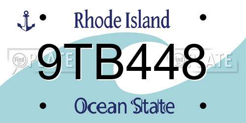 9TB448 Rhode Island License Plate