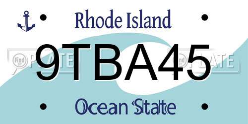 9TBA45 Rhode Island License Plate