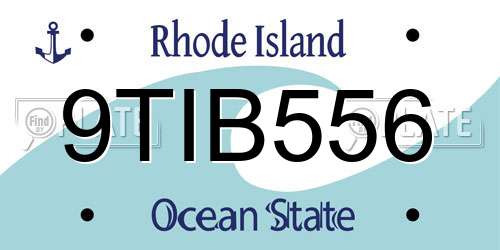 9TIB556 Rhode Island License Plate