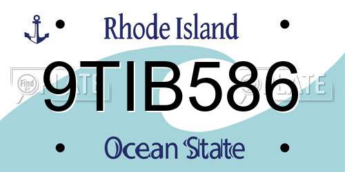 9TIB586 Rhode Island License Plate