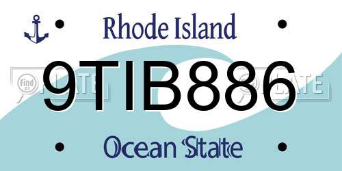 9TIB886 Rhode Island License Plate