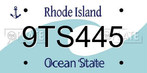 9TS445 Rhode Island License Plate