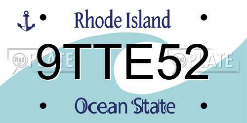 9TTE52 Rhode Island License Plate