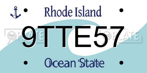 9TTE57 Rhode Island License Plate