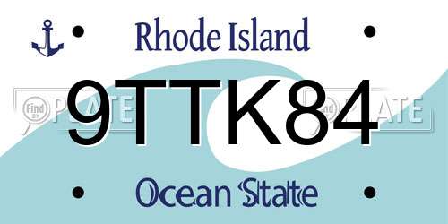 9TTK84 Rhode Island License Plate