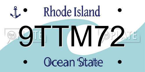 9TTM72 Rhode Island License Plate