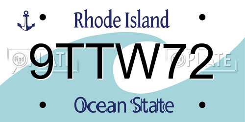 9TTW72 Rhode Island License Plate