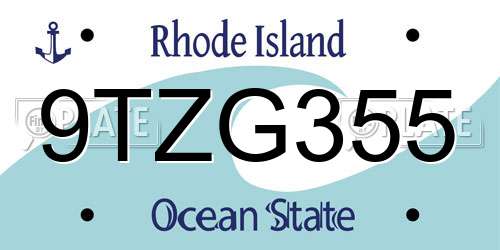 9TZG355 Rhode Island License Plate
