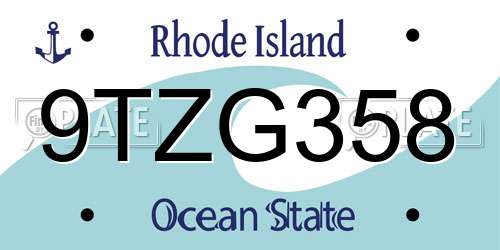 9TZG358 Rhode Island License Plate