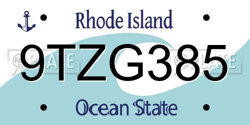 9TZG385 Rhode Island License Plate