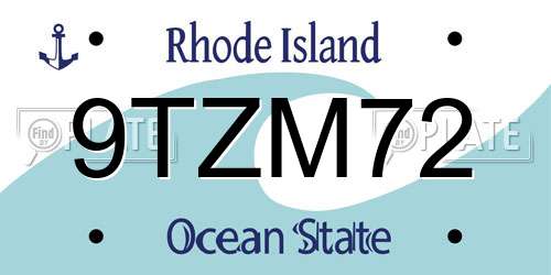 9TZM72 Rhode Island License Plate