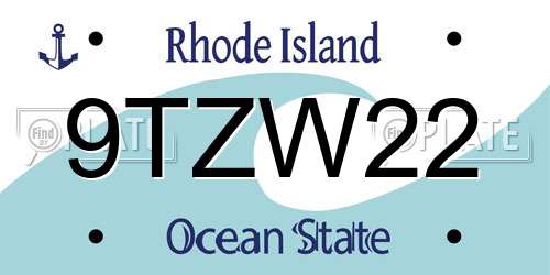 9TZW22 Rhode Island License Plate