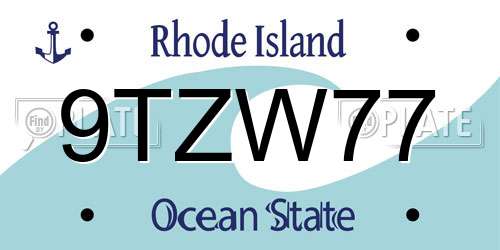 9TZW77 Rhode Island License Plate