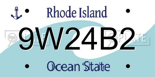 9W24B2 Rhode Island License Plate
