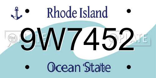 9W7452 Rhode Island License Plate