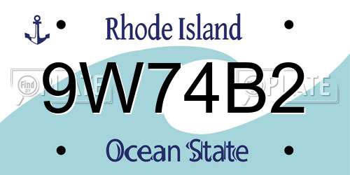 9W74B2 Rhode Island License Plate