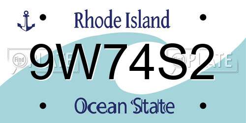 9W74S2 Rhode Island License Plate