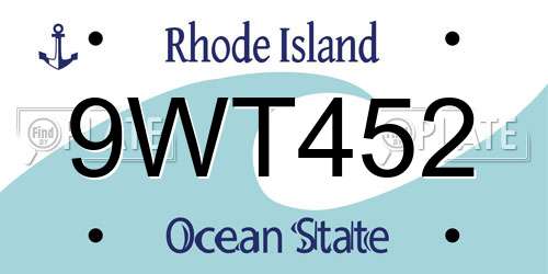 9WT452 Rhode Island License Plate