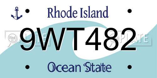 9WT482 Rhode Island License Plate