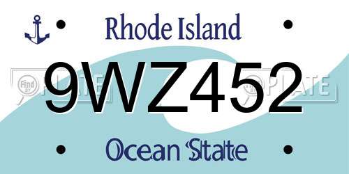 9WZ452 Rhode Island License Plate